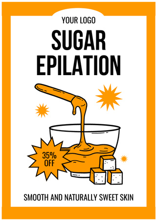 Modèle de visuel Annonce de rabais sur l'épilation au sucre sur Orange - Flayer