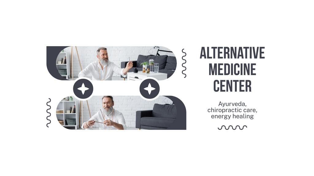 Platilla de diseño Alternative Medicine Center With Ayurveda And Chiropractic Care Title 1680x945px