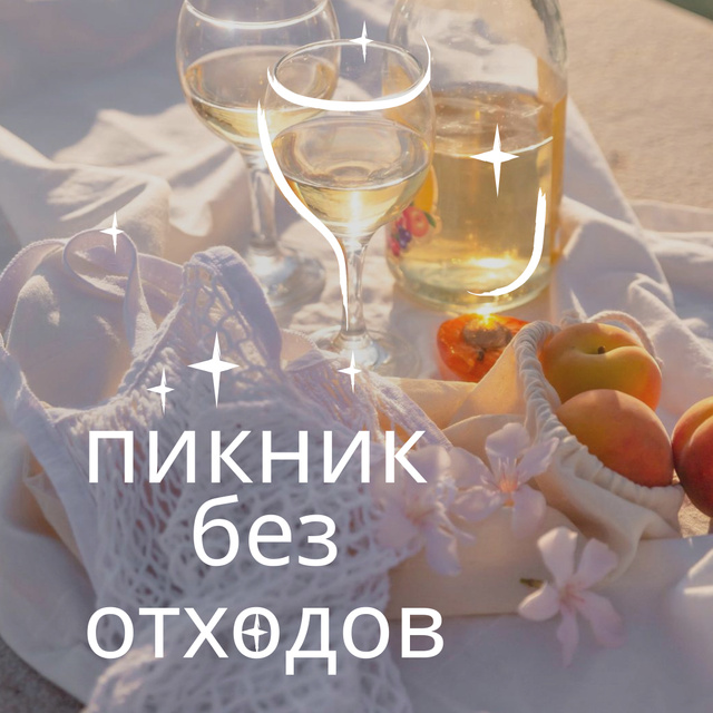 Zero Waste Picnic with White Wine and Apricots Instagram Tasarım Şablonu