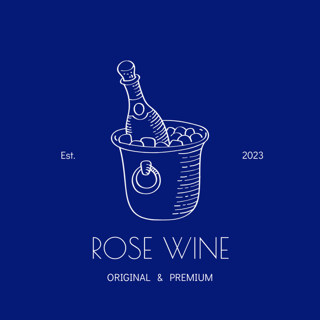 Bottle of Wine in Bucket of Ice Logo Design Template