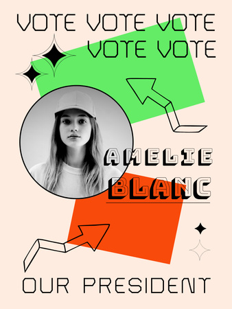 Vibrant School President Election For Candidate Poster US Design Template
