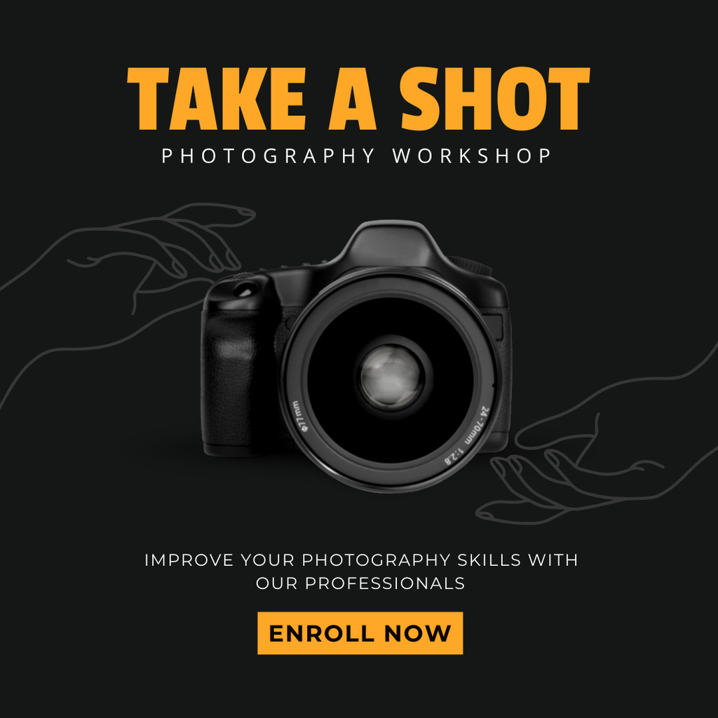 Photography Workshop with Camera Instagram tervezősablon