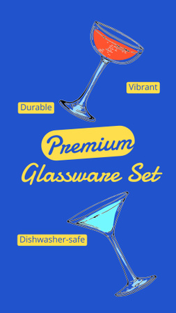 Designvorlage Premium-Set mit Glaswaren-Werbung für Instagram Video Story