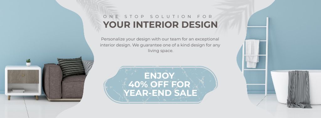 Plantilla de diseño de Sale for Interior Design Facebook cover 