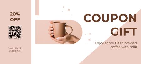 Designvorlage Rabatt auf frisch gebrühten Kaffee für Coupon 3.75x8.25in