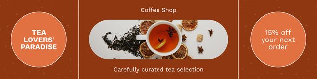 Ontwerpsjabloon van Twitter van Best Black Tea With Spices And Discount In Coffee Shop