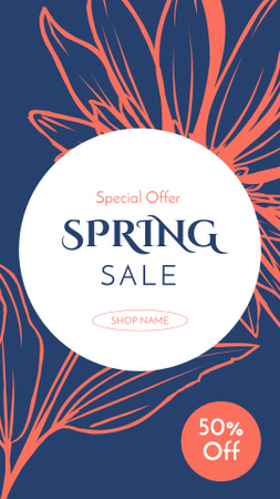 Spring Sale Announcement on Blue Instagram Story Modelo de Design