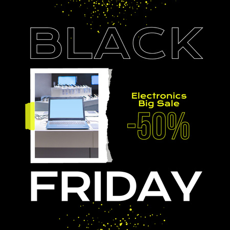 Ontwerpsjabloon van Animated Post van Black Friday grote verkoop van elektronica