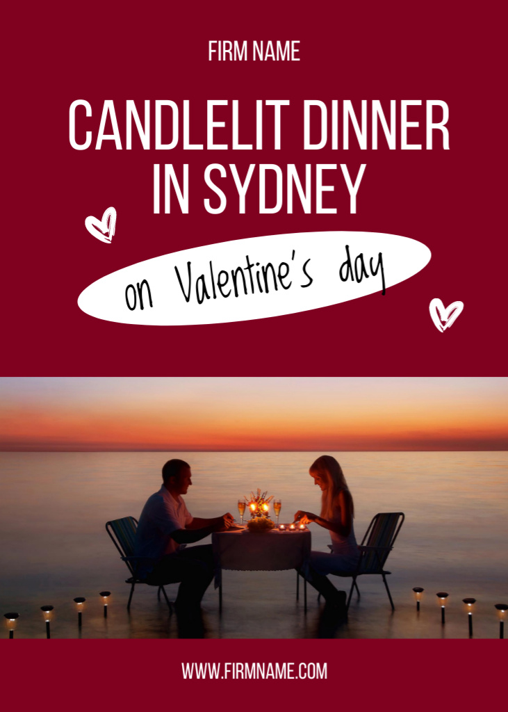 Valentine's Day Offer of Romantic Dinner Flayerデザインテンプレート