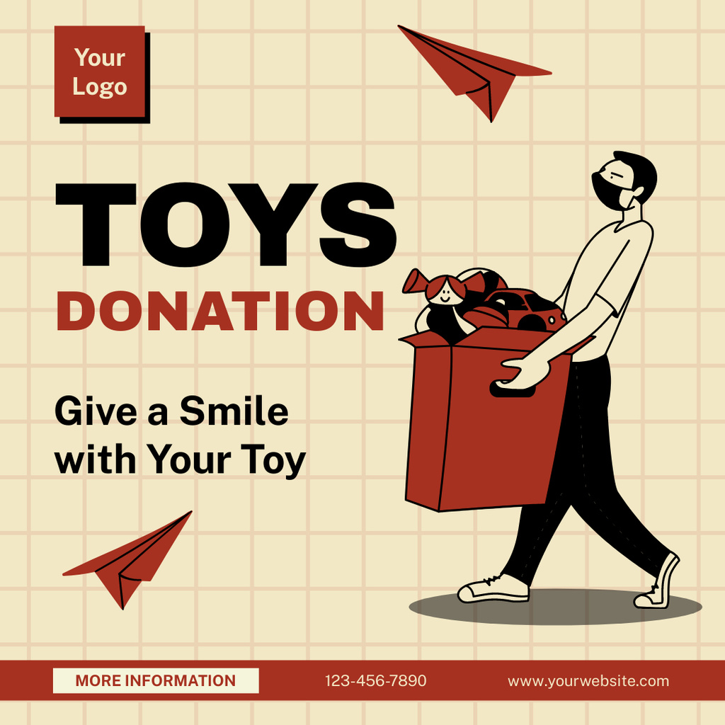 Children's Toy Donation Announcement Instagram AD Πρότυπο σχεδίασης