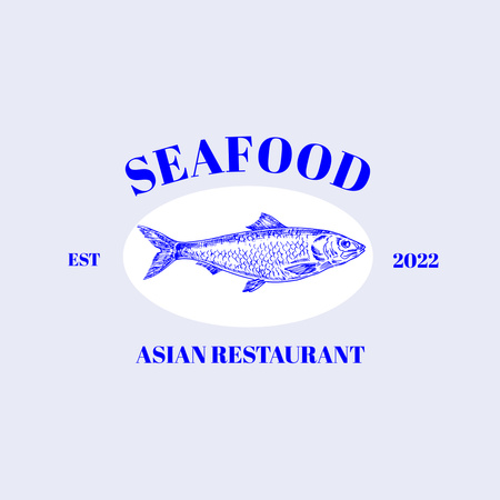 Emblem of Asian Sea Food Restaurant Logo 1080x1080pxデザインテンプレート
