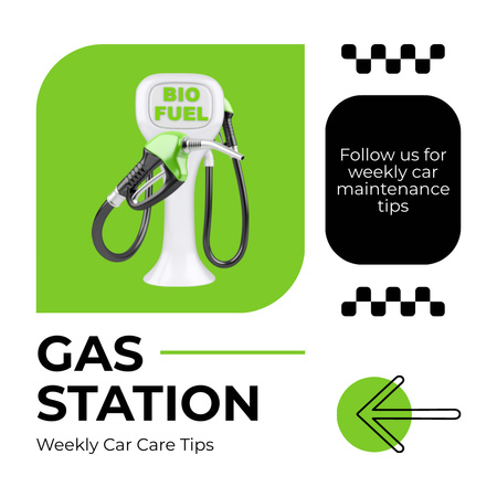 バイオ燃料を使ったガソリンスタンドサービス Instagram ADデザインテンプレート