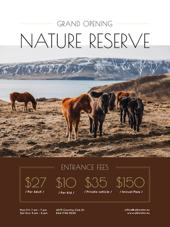 Ontwerpsjabloon van Poster US van Nature Reserve Grand Opening Announcement Herd of Horses