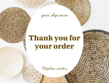 Gratitude For Order And Rope Crafts Thank You Card 5.5x4in Horizontal Design Template