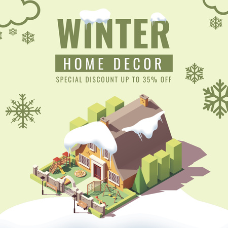 Discount on Winter Home Decor Instagram AD Design Template