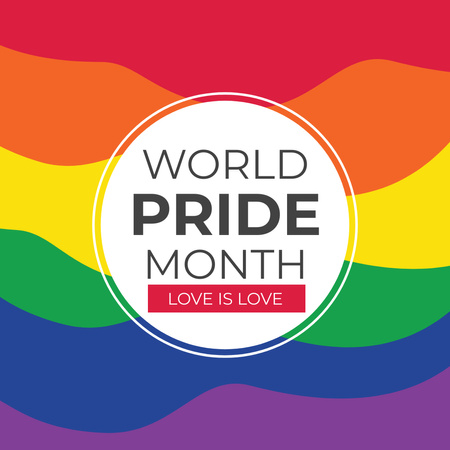 Template di design Mese dell'orgoglio mondiale Arcobaleno colorato Instagram