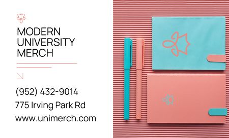 Advertising Modern University Merch Business Card 91x55mm Design Template