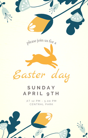 Easter Celebration Announcement with Rabbit Invitation 4.6x7.2in Design Template