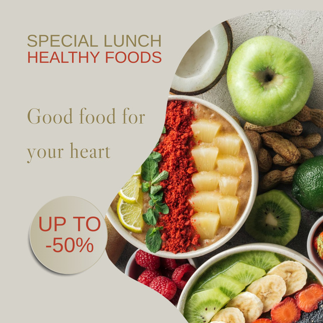 Healthy Food Offer for Lunch Instagram Tasarım Şablonu