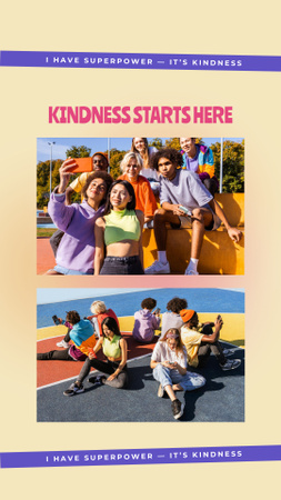 Phrase about Kindness with Collage of Young People TikTok Video Design Template