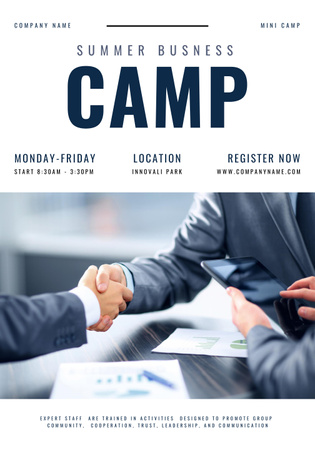 Summer Business Camp In Park With Registration Poster 28x40in Design Template