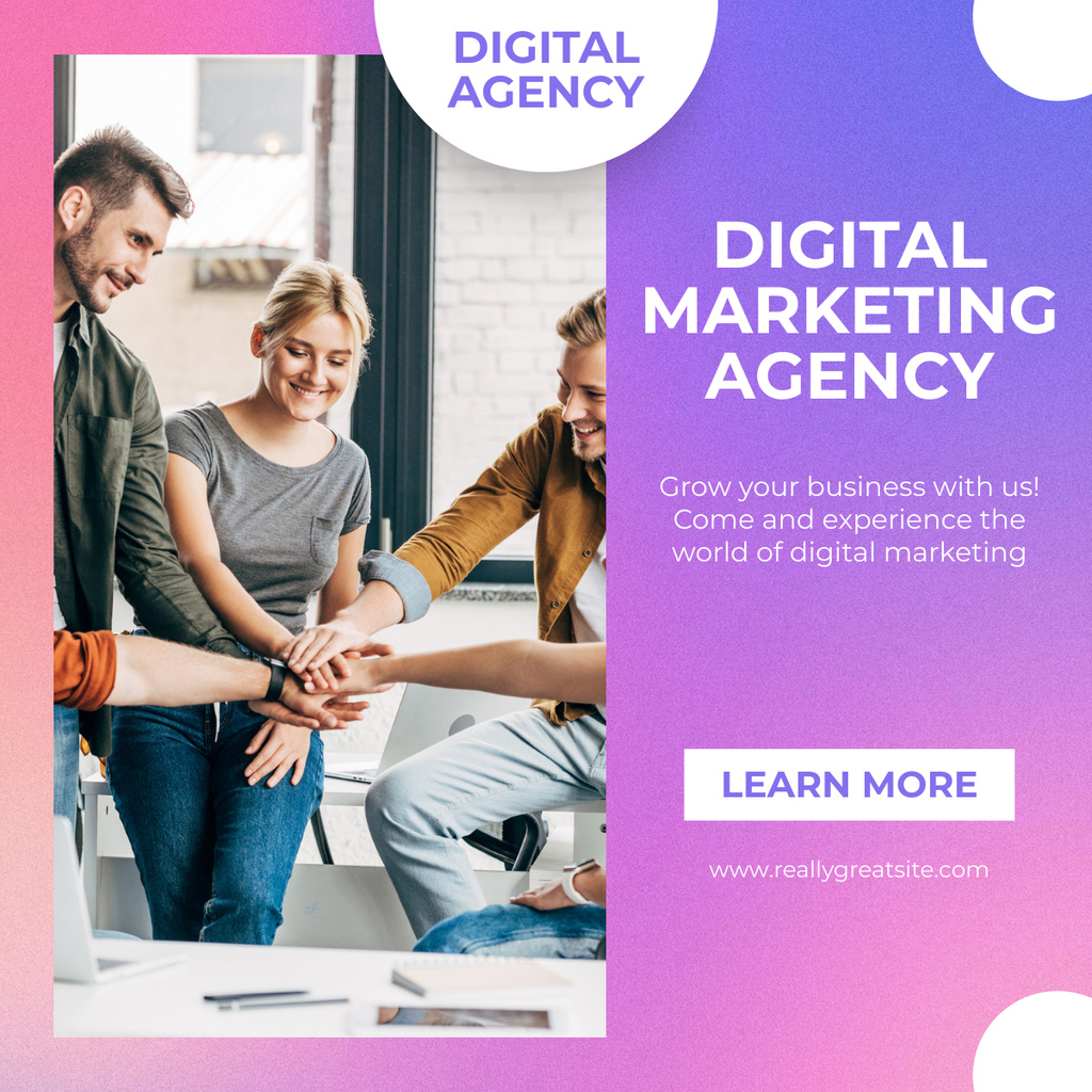 Digital Marketing Agency Ad with Successful Business Team LinkedIn post Tasarım Şablonu