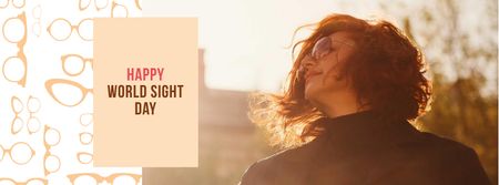World Sight Day Announcement with Woman in Sunglasses Facebook cover Tasarım Şablonu