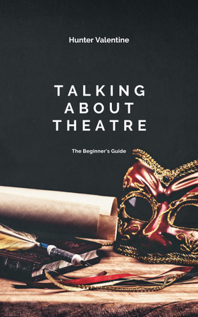 Keskustele teatterista teatterinaamiolla pöydällä Book Cover Design Template