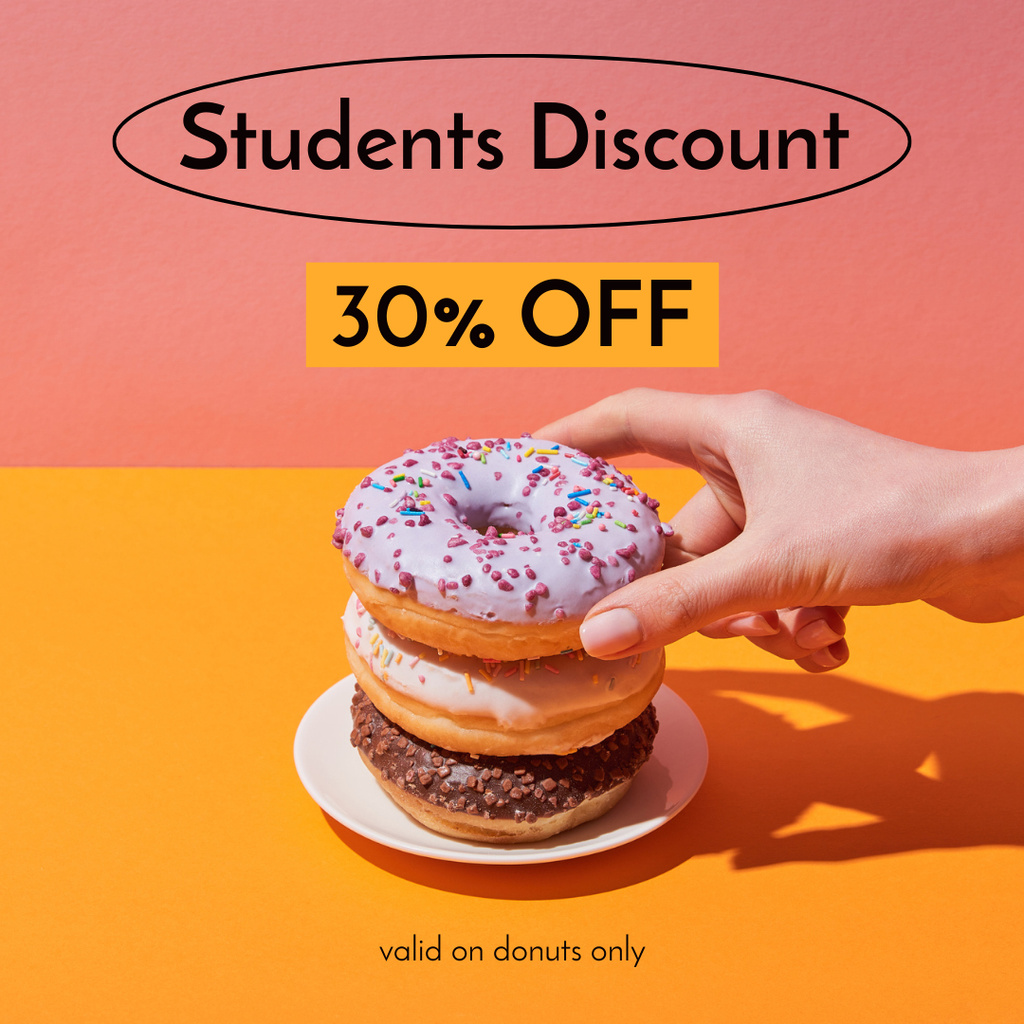 Donuts Discount for Students Instagram Πρότυπο σχεδίασης