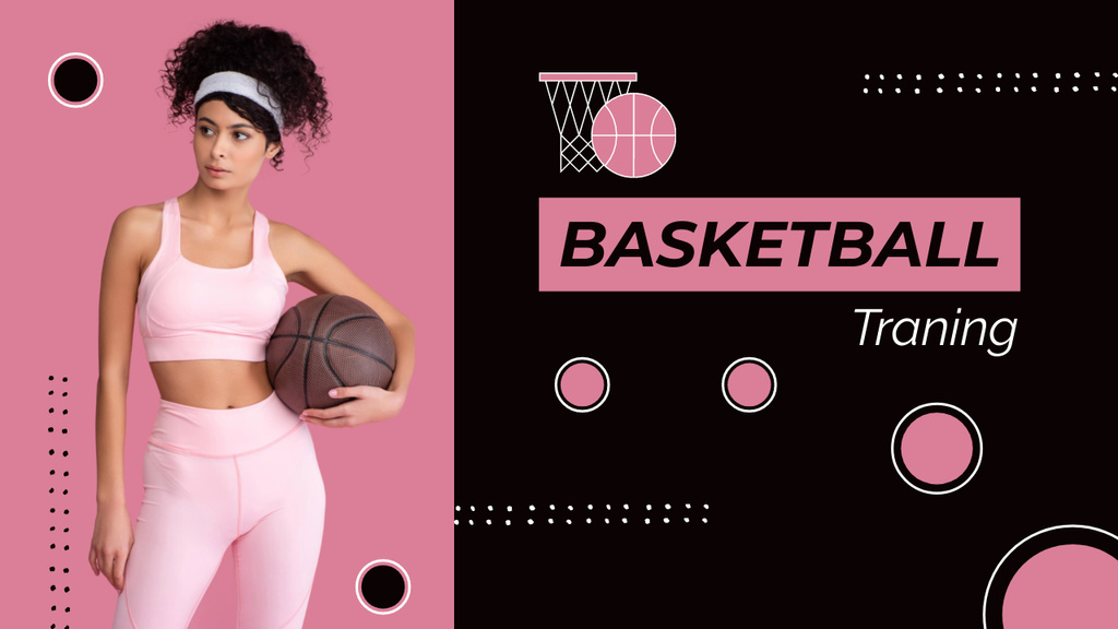 Active Basketball Training In Pink With Woman Coach Youtube Thumbnail – шаблон для дизайна