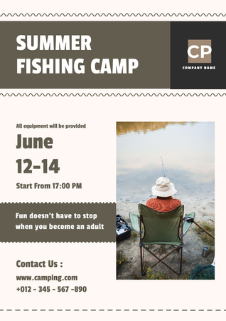 Summer Fishing Camp Ad Poster A3 Design Template