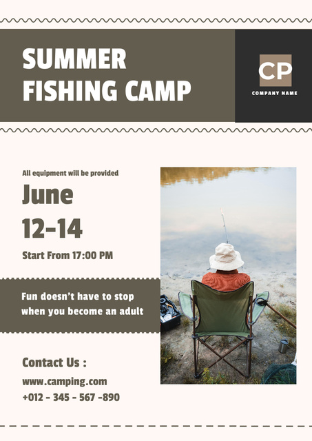 Template di design Summer Fishing Camp Ad Poster A3