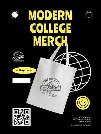 Offer Modern College Merch on Black Poster US – шаблон для дизайна