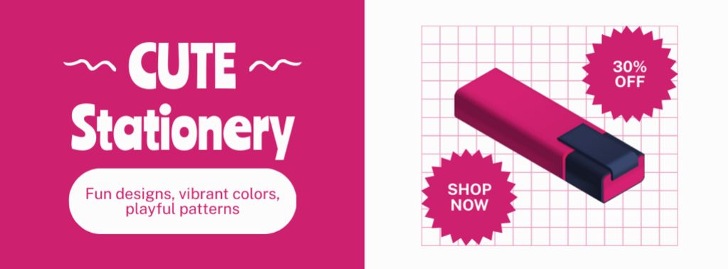 Shop Discounts On Cute Stationery Facebook cover – шаблон для дизайну