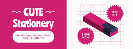 Platilla de diseño Shop Discounts On Cute Stationery Facebook cover