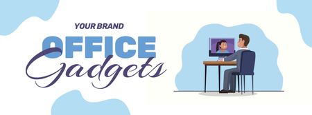 Ontwerpsjabloon van Facebook Video cover van Office Gadgets Sale Offer