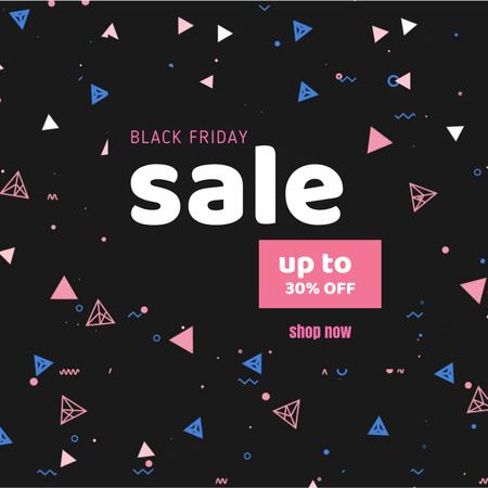 Black Friday Sale with Bright Spinning Flickering Traignles Animated Post Design Template