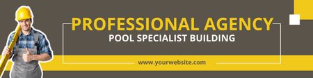 Professional Services of Agency on Pool Construction LinkedIn Cover Design Template