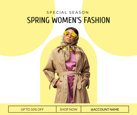 Template di design Spring Sale Announcement with Beautiful Stylish Woman Facebook