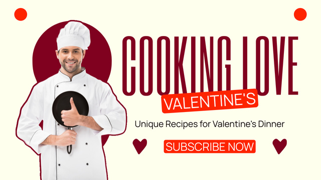 Valentine's Day Cooking Dinner with Chef Youtube Thumbnail Design Template