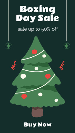 Boxing Day Sale with Cute Tree Instagram Story Design Template