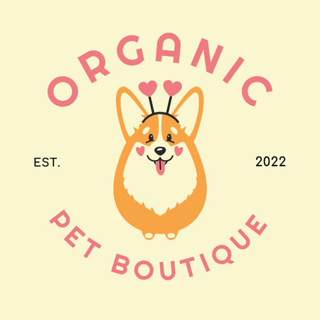 Organic Pet Product Retailer Promotion with Cute Dog Logo 1080x1080px Πρότυπο σχεδίασης