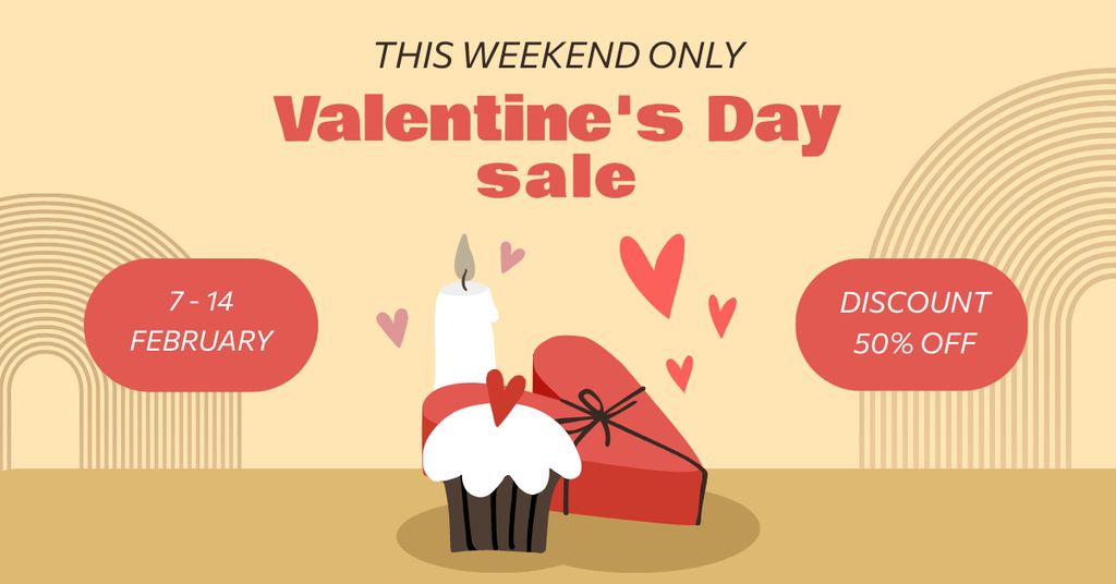 Festive Holiday Sale Offer for Valentine's Day Facebook AD Πρότυπο σχεδίασης