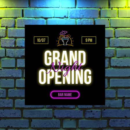 Plantilla de diseño de Perfect Bar Gran Inauguración Bebida Gratis Para Los Invitados Animated Post 