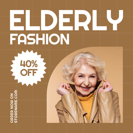 Template di design Elderly Fashion With Discount In Beige Instagram