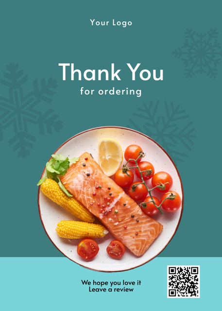Appetizing Dish with Salmon and Tomatoes Postcard 5x7in Vertical Design Template
