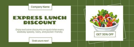 Express Lunch Discounts Promo with Illustration of Salad Tumblr Design Template