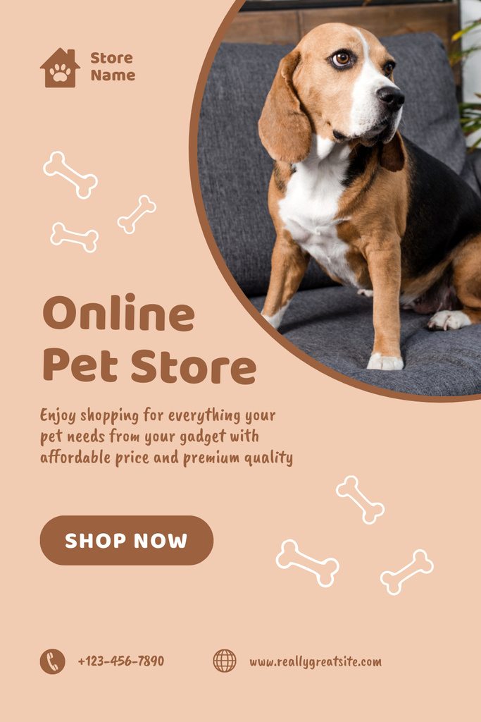 Online Pet Shop Ad Layout with Photo Pinterest Design Template