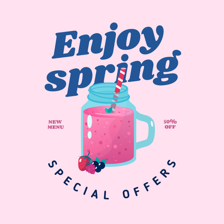 Designvorlage frühjahrsangebot mit fruchtcocktail für Instagram AD