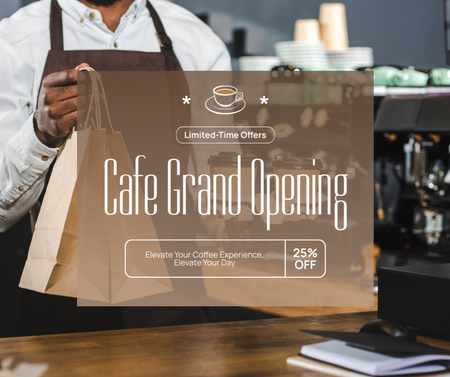 Cafe Grand Opening Event With Limited Time Discount Facebook Design Template